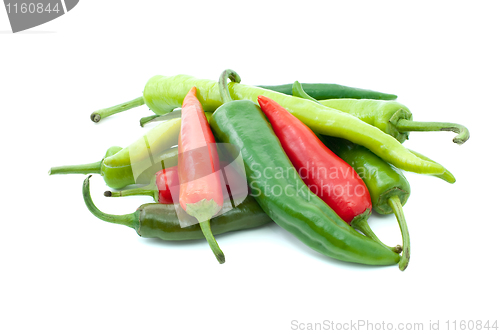 Image of Pile of different hot peppers