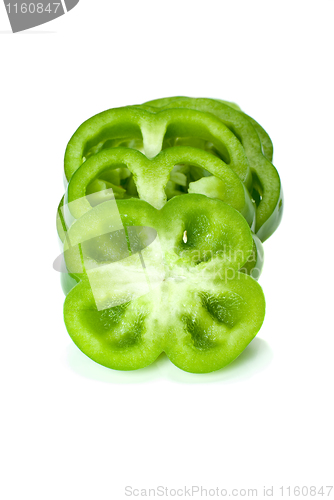 Image of Few green sweet pepper slices