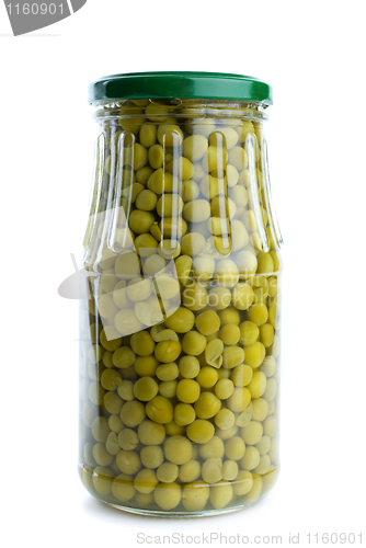 Image of Glass jar with conserved green peas