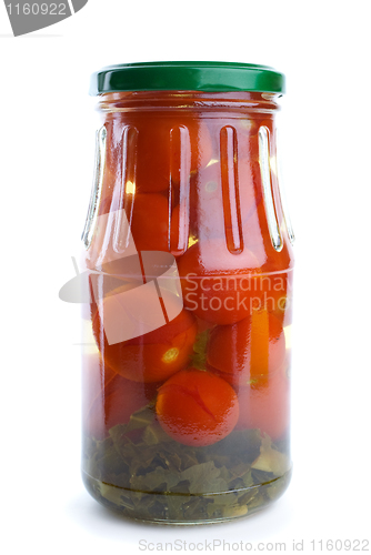 Image of Glass jar with marinated cherry tomatoes