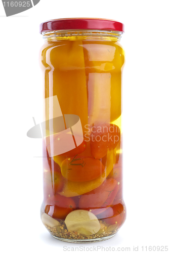 Image of Glass jar with marinated vegetable assortment