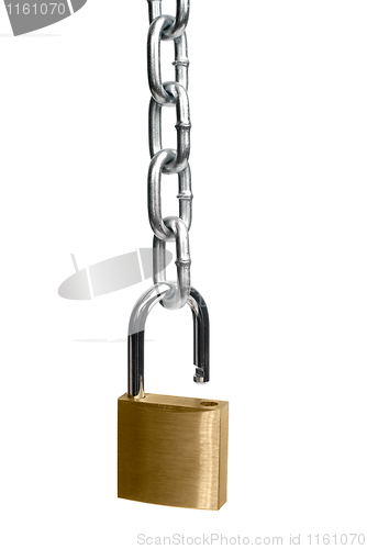 Image of Open padlock and chain 