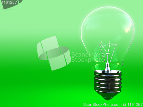 Image of green eco classic light bulb with space for write