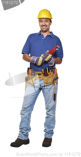 Image of manual worker standing on white