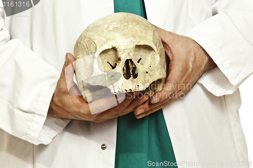 Image of doctor and skull