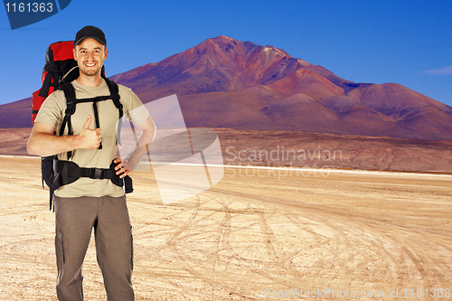 Image of traveller in the desert