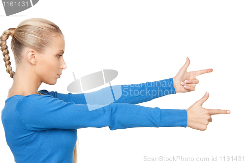 Image of businesswoman pointing her finger