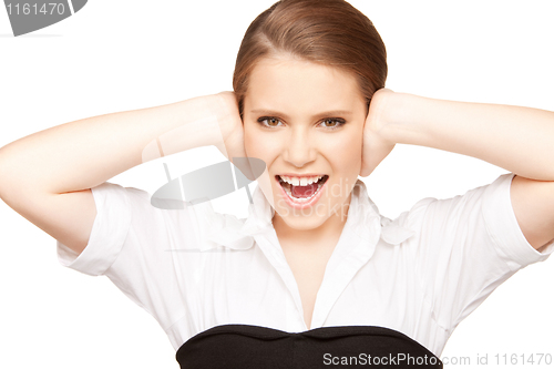 Image of woman with hands on ears