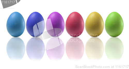 Image of Six colored eggs