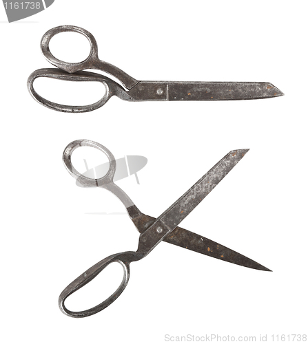 Image of Old scissors isolated on white