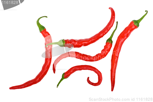 Image of Red long curved chili peppers