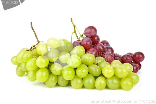 Image of Green and pink grapes isolated on the white background