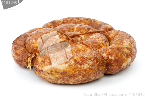 Image of Grilled home-maded sausage isolated on the white background