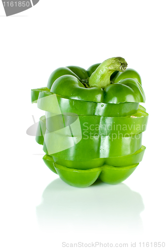 Image of Sliced green sweet pepper