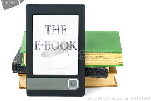 Image of Modern ebook reader and old paper books