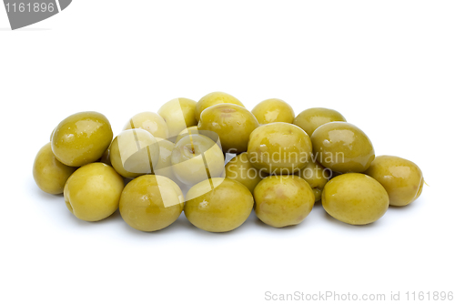 Image of Some green olives with pits