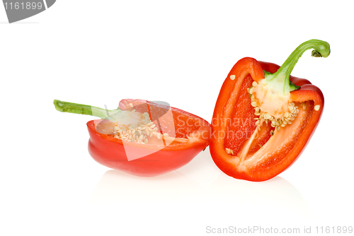 Image of Two halves of red sweet pepper