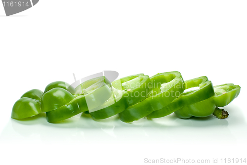 Image of Sliced green sweet pepper