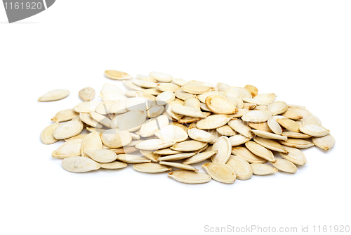 Image of Pile of roasted white pumpkin seeds