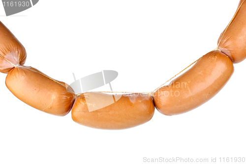 Image of Chain of sausages isolated on the white background