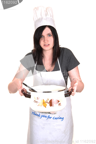 Image of Girl with cook pot.