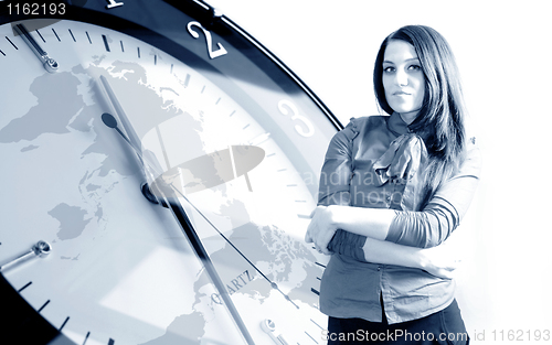 Image of Clock and business woman
