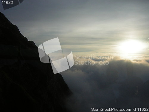 Image of cloudy sunset mountain