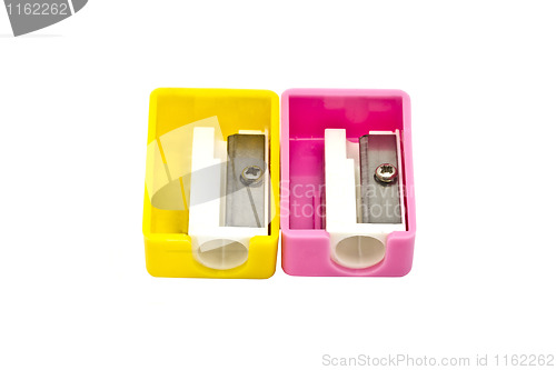 Image of Yellow and pink pencil sharpeners