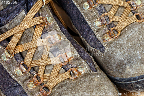 Image of detail of trekking shoes