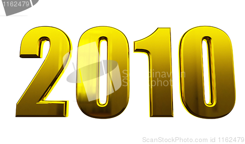 Image of golden 2010 text on white