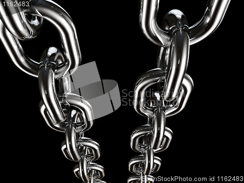 Image of metal chain on black background