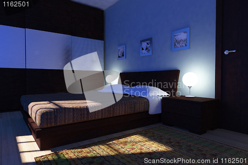 Image of night in modern bedroom