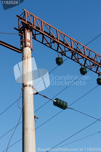 Image of Electric pillar on a railroad line