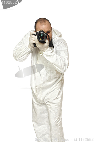 Image of police scientist with camera