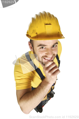 Image of funny portrait of young handyman