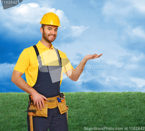 Image of manual worker and natural background