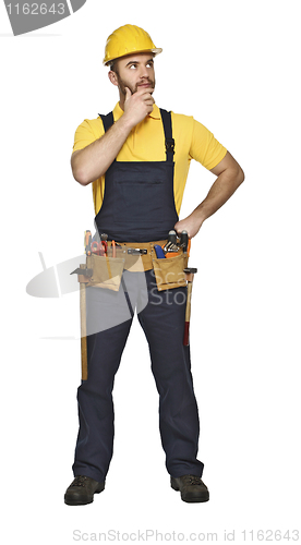 Image of manual worker standing on white background