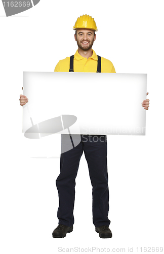 Image of handyman hold white board