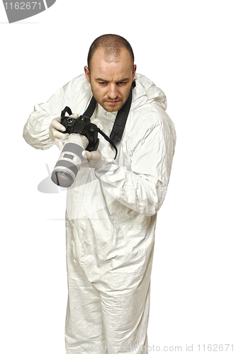 Image of police scientist with camera