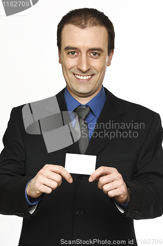 Image of businessman show his personal card