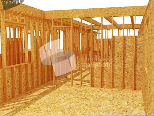 Image of 3d wood house structure