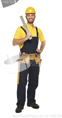 Image of contruction worker with spirit level