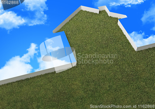 Image of green house and sky