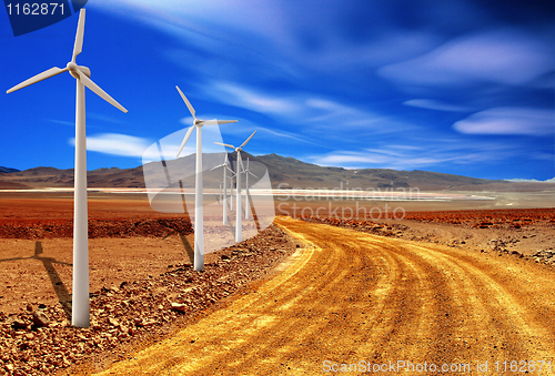 Image of wind turbine in the desert