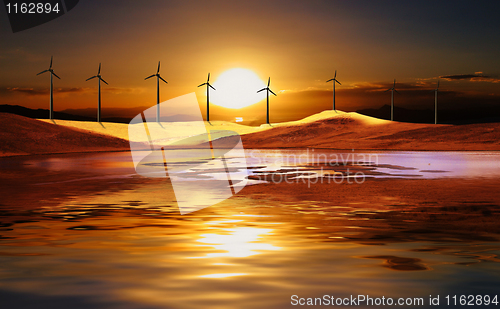 Image of wind turbine in the desert