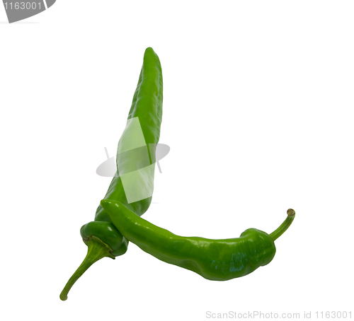 Image of Letter L composed of green peppers