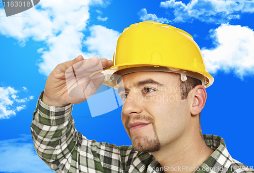 Image of worker looking forward