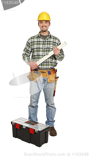 Image of handyman with spirit level