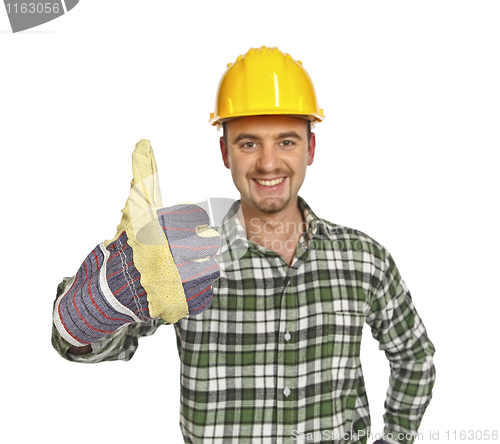 Image of positive worker thumb up