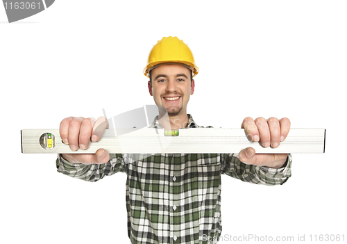 Image of manual worker hold spirit level